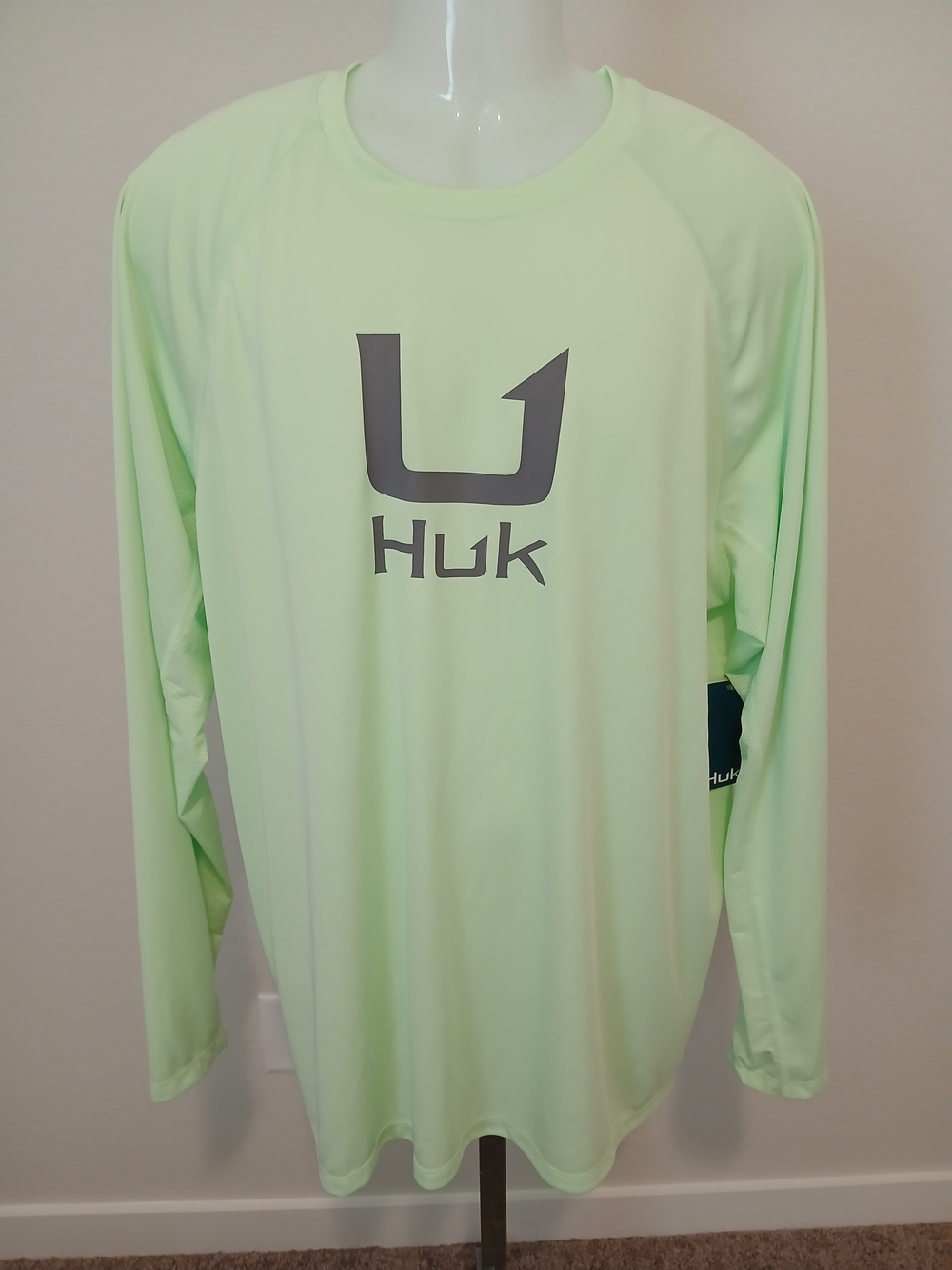 Huk Neon Green Long Sleeve Performance Shirt